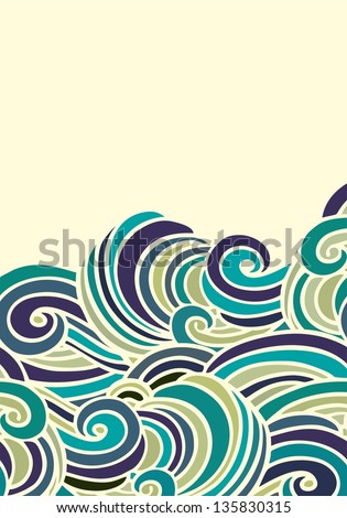 Sea waves, decorative marine background