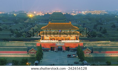 The Forbidden City in Beijing, China. night
