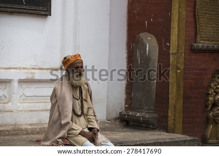 KATHMANDU, NEPAL - April 13,: Portrait of unknown man on April 13, 2015 in Kathmandu, Nepal
