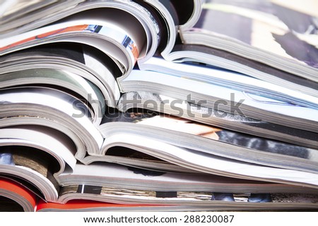 a pile of magazines close up