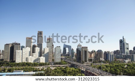 Beijing-China- August 21, Beijing city center, the office building of CBD , on August 20, 2015 Beijing, China