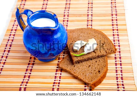 Bread and milk : simple food concept