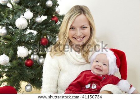 baby santa claus with young mother Stock foto © 