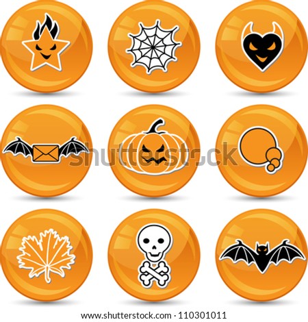 Set of glossy vector Halloween icons for your design.