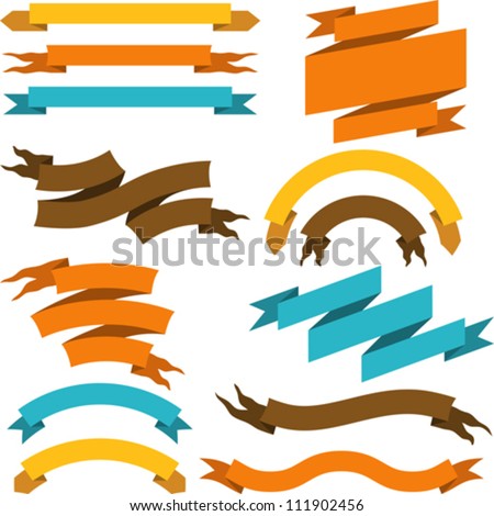Set of retro ribbons and labels. Vector illustration.