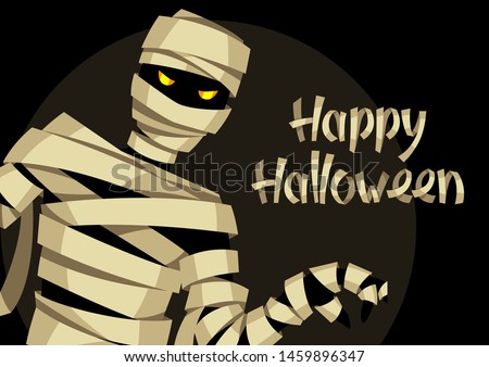Happy Halloween greeting card with mummy. Illustration or background for holiday and party. Foto stock © 