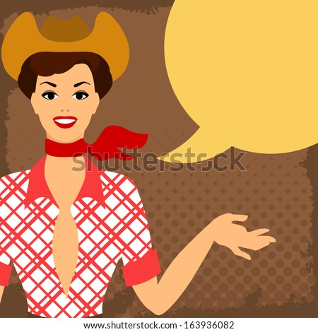 Card with beautiful pin up cowgirl 1950s style says something.