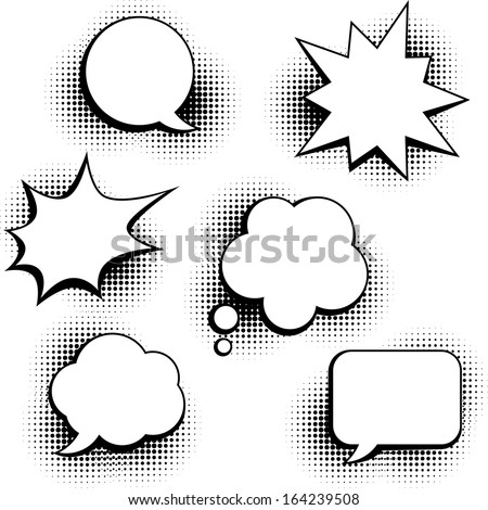 Set of speech bubbles in pop art style.