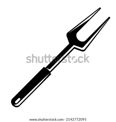 Illustration of steel cooking fork. Stylized kitchen and restaurant utensil.