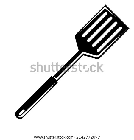 Illustration of steel cooking spatula. Stylized kitchen and restaurant utensil.