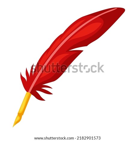 Illustration of retro writing feather. Quill pen for design and decoration.
