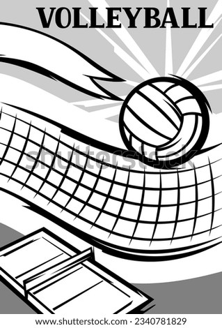 Background with volleyball items. Sport club illustration.