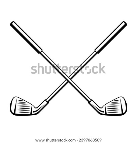 Golf sticks illustration. Sport club item or symbol.