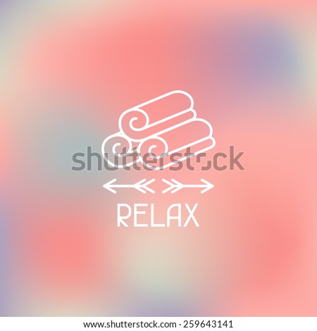 Spa relax label on blurred background.
