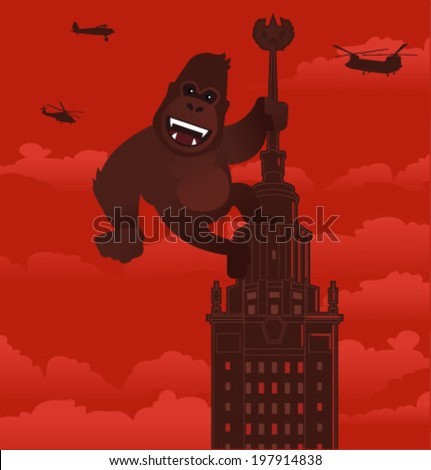 Vector gorilla on a skyscraper
