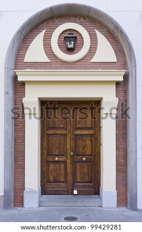 Residential Front Door Of A Victorian House In Madrid, Spain