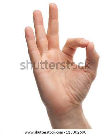 Hand Ok Sign On White Background. Stock Photo 113002690 : Shutterstock