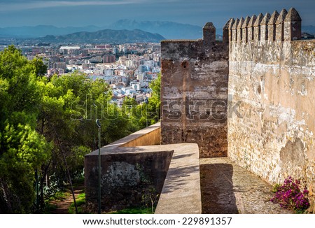 Malaga cityscape, view from the Gibralfaro fortress. Andalusia, Spain