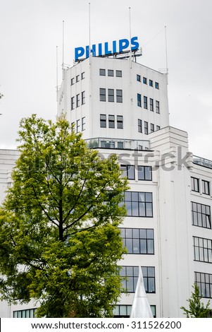 Eindhoven, Netherlands- May 24, 2015: The Philips Light Tower in Eindhoven, originally a light bulb factory and later the company headquarters