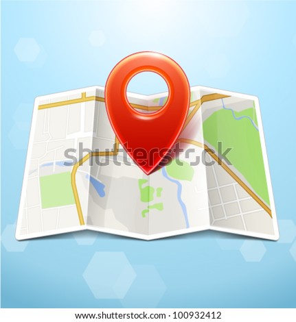 City Map With Marker, Vector Icon