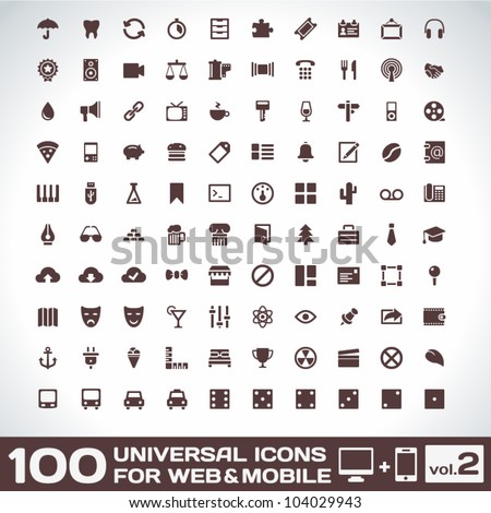 100 Universal Icons For Web and Mobile volume 2