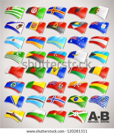 World Flags Vector Icon Collection from A to B