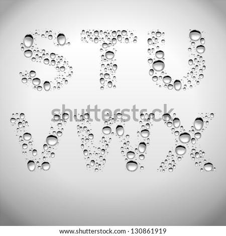 Realistic Water Drops Font from S to X