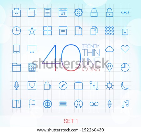 40 Trendy Thin Line Icons for web and mobile Set 1
