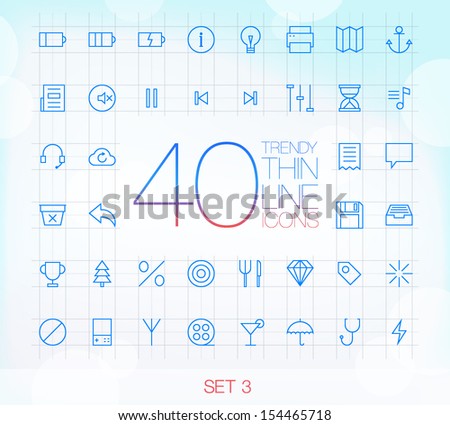 40 Trendy Thin Icons for web and mobile Set 3