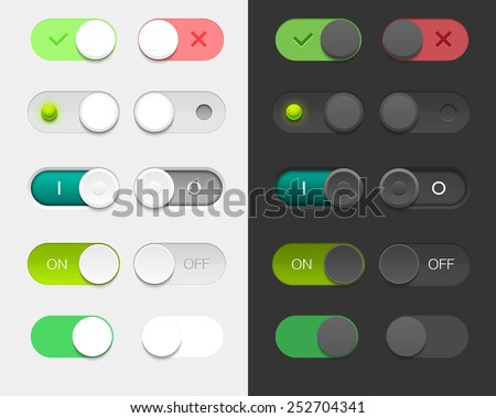 Vector User Interface Set including switches in different design variations