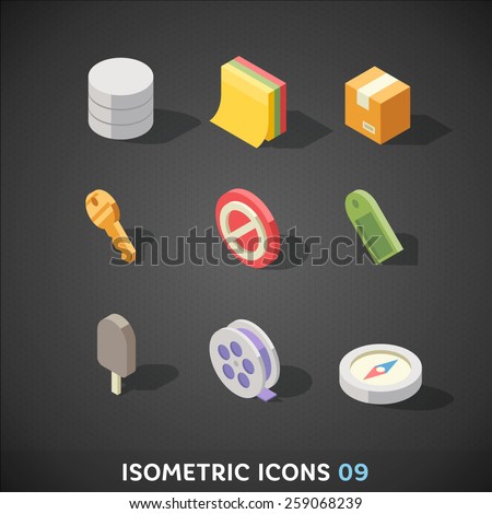 Flat Isometric Icons Set 9