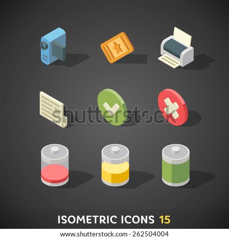 Flat Isometric Icons Set 15