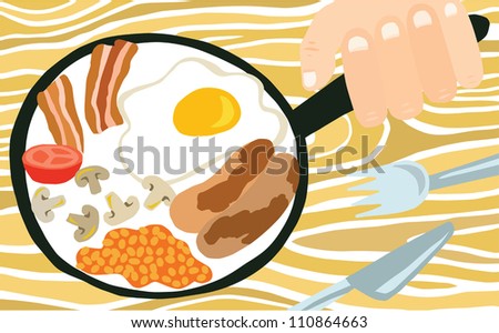 Traditional Full English Breakfast in a Pan