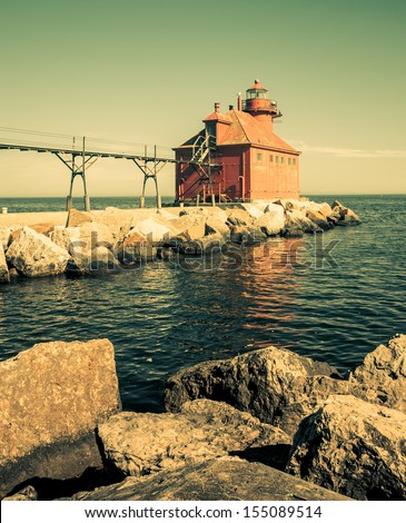 Lighthouse at Sturgeon Bay Ship Canal Pierhead , Door County , Wisconsin