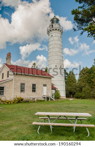 LIghthouse tower at Cana Island in Door County , Wisconsin