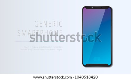 Vector minimalistic 3d isometric illustration cell phone. Smartphone perspective view. Top view. Mockup generic device. Template for infographics or presentation UI design.