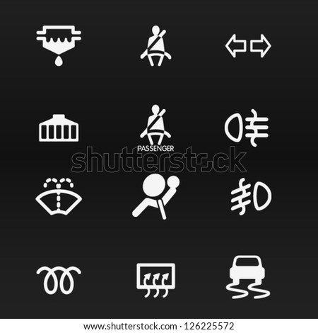 Car dashboard vector icons set 1