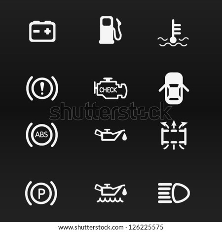 Car dashboard vector icons set 1