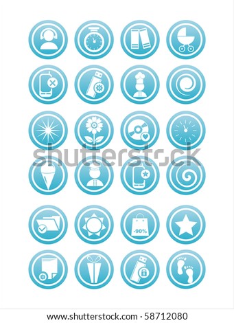 set of 21 blue different signs