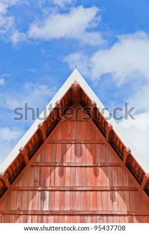 The part of the apex of a gable roof with clear sky