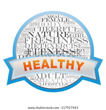 Healthy label info-text graphics and arrangement concept on white background