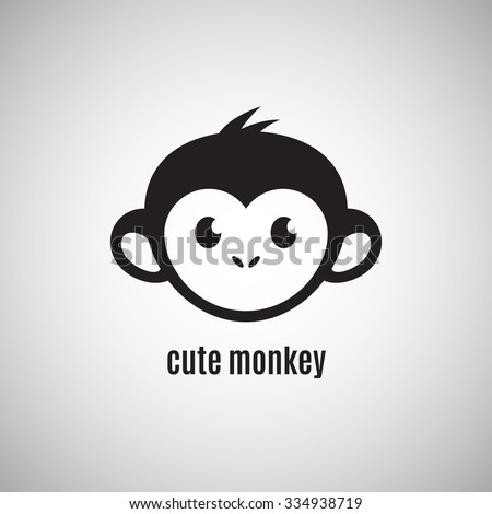 Cute monkey face, New Year 2016, vector illustration logo design