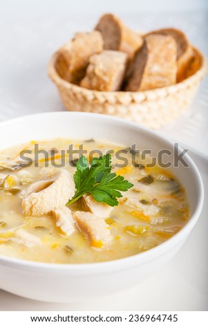 Polish soup - flaki and bread