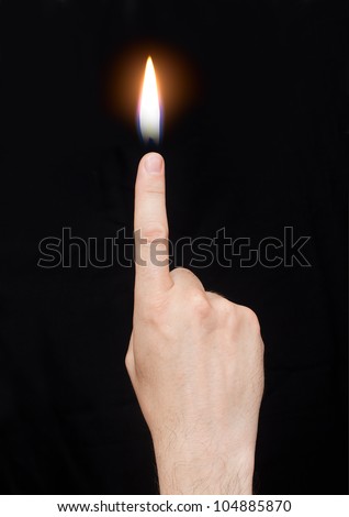 The hand with the flame at the end of the finger