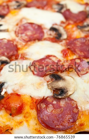salami and mushrooms pizza  background