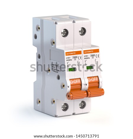 Elecric automatic circuit breaker isolated on white background. 3d illustration Foto d'archivio © 
