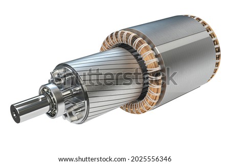 Rotor and stator of electric motor isolated on white background. 3d illustration Foto d'archivio © 