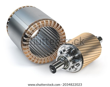 Rotor and stator of electric motor isolated on white background. 3d illustration 商業照片 © 