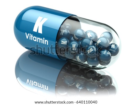 Vitamin K capsule or pill. Dietary supplements. 3d illustration Stock fotó © 