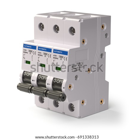 Automatic circuit breaker isolated on white background. 3d illustration Foto d'archivio © 